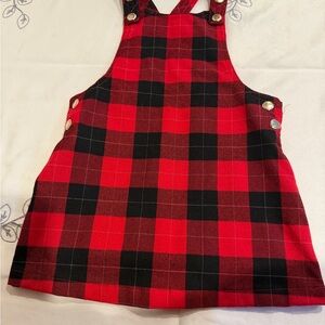 Max Studio Red and Black Plaid Kids Dress